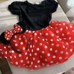 ミニーちゃん風ワンピース　カチューシャ付