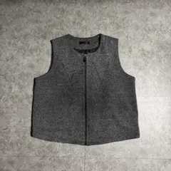 美品 00s vintage ギミック ジップアップベスト キレイめ レトロ古着のサムネイル
