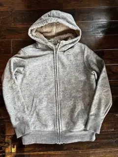 グレー フリース　ジップアップパーカー　150