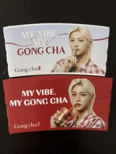 Gong Cha StrayKids Felix サイン入りカップホルダー2種