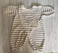 50〜70cm プティマイン　ロンパース　秋冬　裏起毛　猫　ポケット