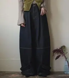 タックカーブデニムパンツ　mideal