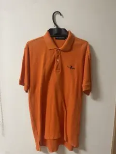 ポロ　ワークス　オレンジ ポロシャツ 刺繍ロゴ　メンズ古着シャツ