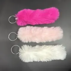 ファー ロングキーホルダー 3色セット