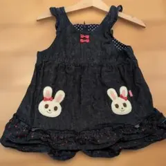 ミキハウスデニム調うさこワンピース ジャンスカ90