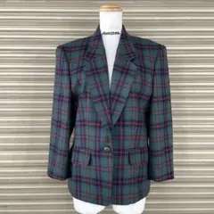 90s- ダックス ウール テーラードジャケット チェック柄 レトロ 日本古着