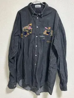 Carlo Colucci 刺繍デザイン ダークグレー デニムシャツ