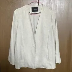 UNITED ARROWS ノーカラージャケット ベージュ 38のサムネイル