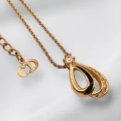 ヴィンテージ Dior クリスチャンディオール ドロップ型ネックレス ストーン