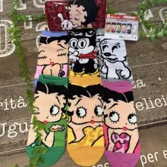 ベティちゃんソックス 6足セット くるぶし ポーチ付き レディースソックス 豹柄