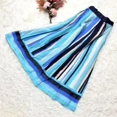 Viaggio Blu︎︎◌マルチストライプ ロングフレアスカート︎︎◌ L相当︎︎◌ブルーのサムネイル