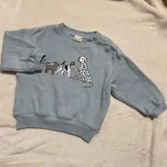 petit main 水色 犬刺繍 トレーナー 90