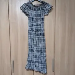 レディアゼル　チェックシャーリングタイトワンピース