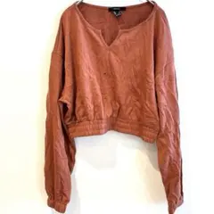 FOREVER 21【L】オレンジ クロップド長袖 春服 トップス 海外古着