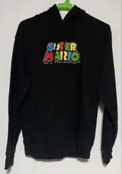 ★古着 スーパーマリオ パーカー 黒 スウェット