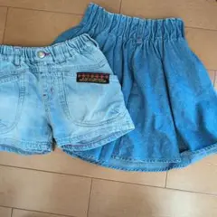 デニムショートパンツとスカートセット