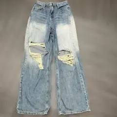 FOREVER 21 ダメージデニムパンツ ライトブルー Sのサムネイル