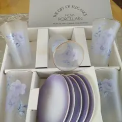 HOYA ホヤクリスタル　一口ビールグラス　昭和レトロ　花柄グラス　ミニグラス