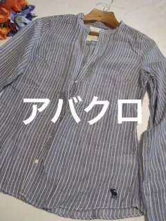 特価【アバクロ】ストライプ 長袖シャツ バンドカラー