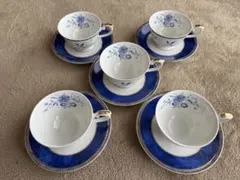 ナルミ　青と白の花柄カップ・ソーサーセット