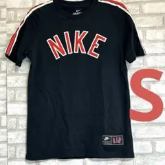 NIKE Tシャツ ラグランT 半袖 ブラック サイドライン ロゴ コットン　S