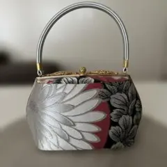 花柄 和装用バッグ シルバー