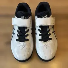 値下げ美品ASICS 野球　スパイク　 ホワイト/ネイビー　キッズ　19センチ