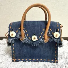 グレースコンチネンタル　カービングトライブス　カービングデニムハンドバッグ