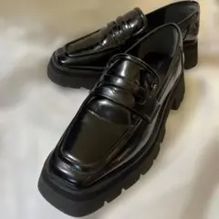 STYLDELIブラック厚底エナメル 合成皮革