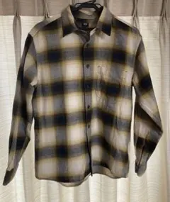 【ユニクロ】シャドーチェック オンブレシャツ mサイズ（古着・中古）