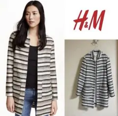 H&M ジャガード ツイードコート　チェスターコート　スプリングコート　ツィード