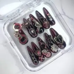 【現品/即納】病み系ゴシックネイル / フラッシュネイル/地雷系/Y2K