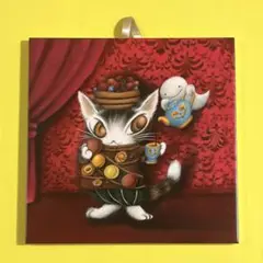 ダヤンアートタイル　 赤のマカロン クリスマスのインテリアに♪