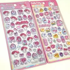 新品　サンリオ　キティ　マイメロ　ドロップシール　3D立体シール　2枚セット