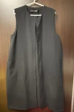 mizuiro ind ノースリーブ ロングベスト ワンピース ブラック