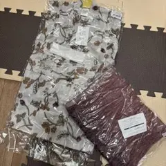 ウタタネ　花柄浴衣と赤紫フリルセット