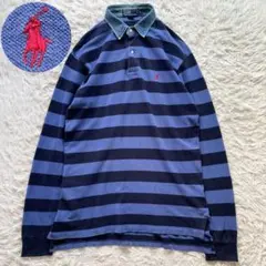 Polo Ralph Lauren ラガーシャツ ボーダー 青 ポニー bboy - メルカリ