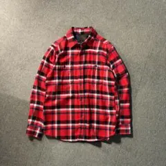 00s OLD UNIQLO メンズ L ネルシャツ タータンチェック 赤