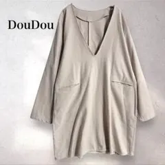 DouDou ドゥドゥ 深Vチュニックワンピース ベージュ Fのサムネイル