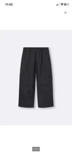 ブラック カーゴパンツ ワイドフィット