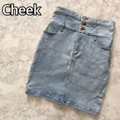 【脚長効果デザイン♡】チーク Cheek デニム ミニスカート ライトブルー Mのサムネイル