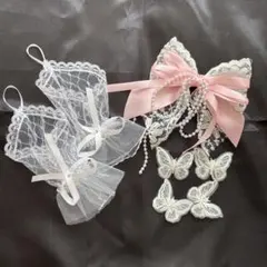 【おまとめコメントください様専用】ヘアアクセサリー レース手袋 蝶々 ヘアピン