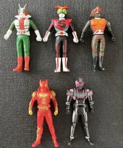 仮面ライダー　ソフビ　５点まとめ　V3　ストロンガー　アマゾン　キバ　ディケイド