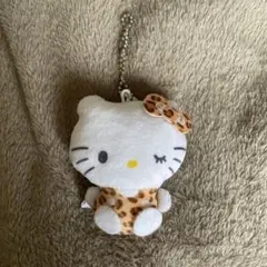 ハローキティ ヒョウ柄ぬいぐるみ チェーン付き