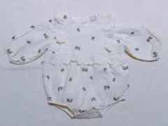 プティマイン　花柄　刺繍ロンパース　80サイズ