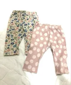 【美品】UNIQLO 100cm レギンスパンツ 2枚セット 7部丈 女の子