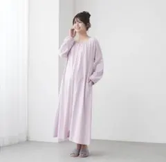 マタニティサイズギャザー2 WAY綿素材ワンピースパジャマ　M〜Lサイズ