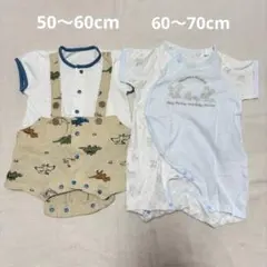 しまむら 恐竜柄 ミッキーマウス ロンパース 50〜70cm