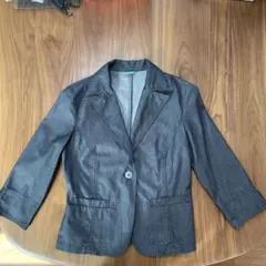 黒デニム8分袖ジャケット　身幅44着丈58袖丈45