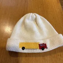 トラック刺繍 ホワイトニット帽子